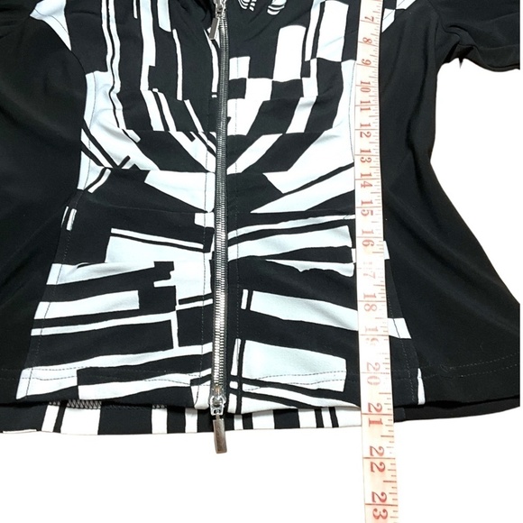 JOSEPH RIBKOFF Stretch Jersey Knit Long Sleeve Blazer Rusched Sleeves Zip Close - Picture 7 of 8